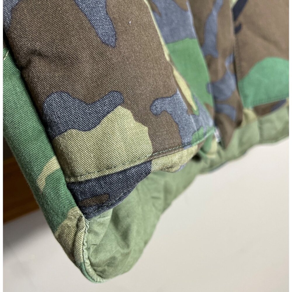 Camouflage Shell Puffer Vest Woodland Twill Cold Weather Hunt Gorpcore USA Men L - Picture 7 of 7